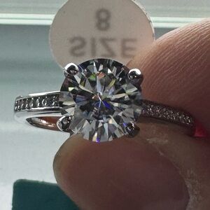 Sterling Silver Moissanite Solitaire Engagement Ring - White
